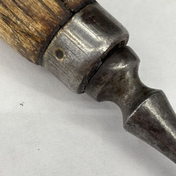 Antique 2 Prong Steel Fork Primitive Wood Handle Early 20th Century 9 inch - Picture 6 of 16